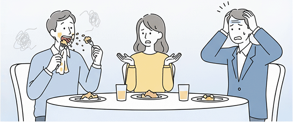 食事つき交流会でのテーブルマナーが悪く相手の心象を悪くするケース