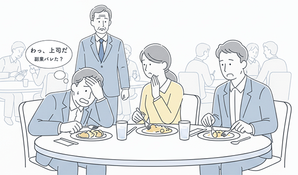 普通のカフェやレストランでの交流会 - 他の利用客に見られるリスク