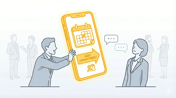 交流会での会話よりも後日のアポ取りに必死な勧誘者の行動パターン