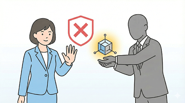 ビジネス交流会で怪しい勧誘を受けた際にきっぱり断る対処法の図