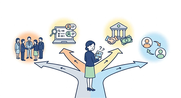 ビジネスマッチングの方法やサービスを比較しているイメージ