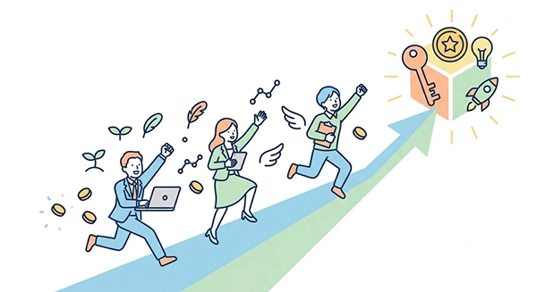 個人事業主や中小企業がビジネスマッチングで取引先を探しているイメージ