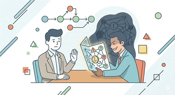 交流会イベントで怪しい勧誘に注意するイメージ