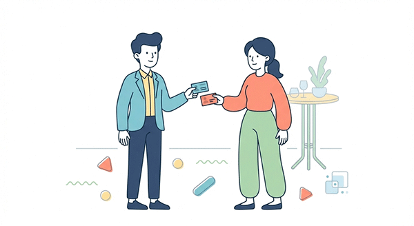 異業種交流会で名刺交換をするビジネスパーソンたち