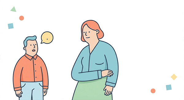 交流会で相手の話に耳を傾けているビジネスパーソン