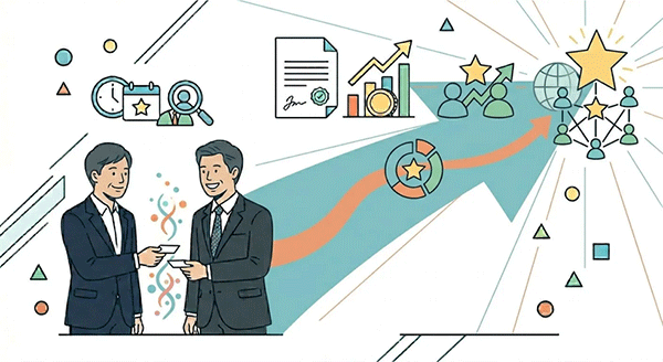 経営者が出会いを人脈に変えるために連絡を取る様子