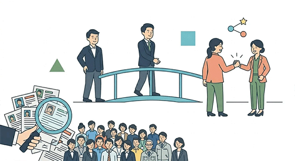 経営者の人脈を通じて採用や外部パートナーを相談する様子