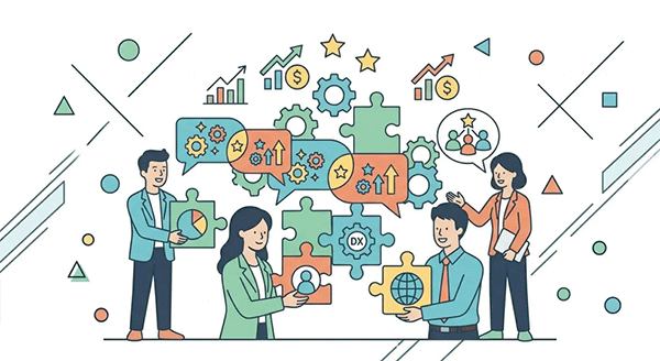 経営者同士の人脈から商談や提携の話が広がる場面