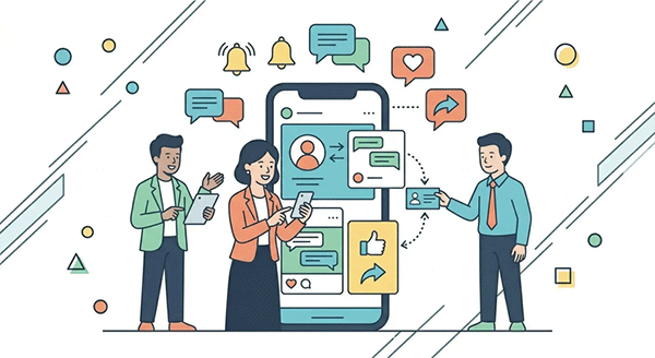 SNSで経営者が発信し接点を保っている様子