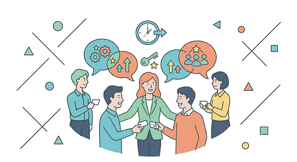 紹介をきっかけに経営者同士が初対面で話す様子