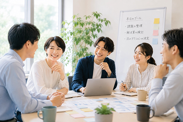和やかなムードで始まる会議の様子