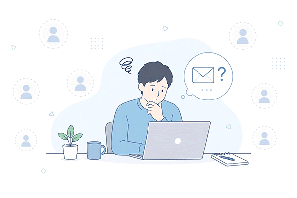 新規問い合わせが来なくて悩む個人事業主の様子
