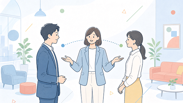 紹介をきっかけに経営者同士が初対面で話す様子