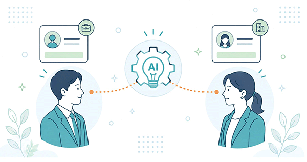 AIが2人のビジネスパーソンを引き合わせる仕組みのイメージ